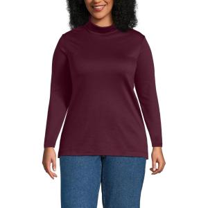 Lands’ End Women’s American-Grown Supima Cotton Fitted Long Sleeve Turtleneck(Lush Burgundy)