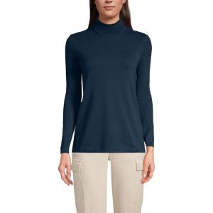Lands’ End Women’s American-Grown Supima Cotton Fitted Long Sleeve Turtleneck(Radiant Navy)