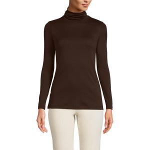 Lands’ End Women’s American-Grown Supima Cotton Fitted Long Sleeve Turtleneck(Rich Coffee)