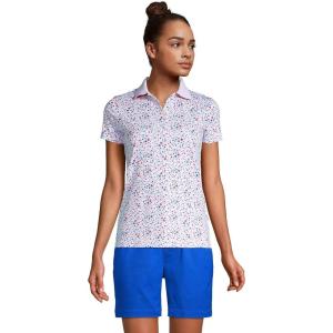 Lands’ End Women’s American-Grown Supima Cotton Polo Shirt(White Multi Stars)