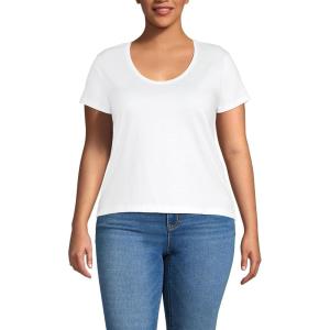 Lands’ End Women’s American-Grown Supima Cotton Short Sleeve Scoop Neck Tee(White)