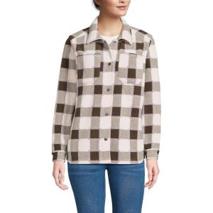 Lands’ End Women’s Anyweather Fleece Shirt Jacket(Lilac/Rich Coffee Check)
