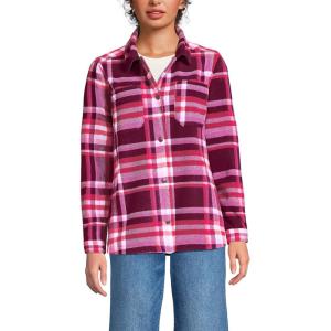 Lands’ End Women’s Anyweather Fleece Shirt Jacket(Vivid Plum/Magenta Plaid)