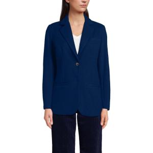 Lands’ End Women’s Brushed Ponte Traditional Blazer(Deep Sea Navy)