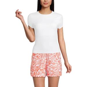Lands’ End Women’s Cap Sleeve Fitted with Built in Bra UPF 50 Rash Guard(White)