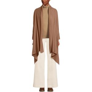 Lands’ End Women’s CashTouch Shawl Wrap(Warm Tawny Brown)