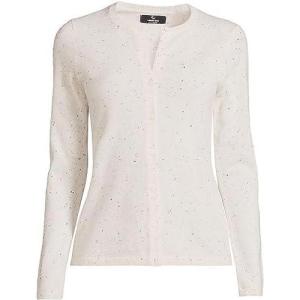 Lands’ End Women’s Cashmere Cardigan Sweater(Fresh Ivory Rainbow Donegal)
