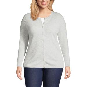 Lands’ End Women’s Cashmere Cardigan Sweater(Gray Heather)