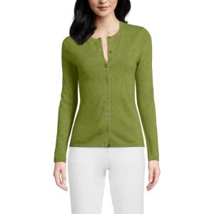Lands’ End Women’s Cashmere Cardigan Sweater(Vintage Olive Drab)