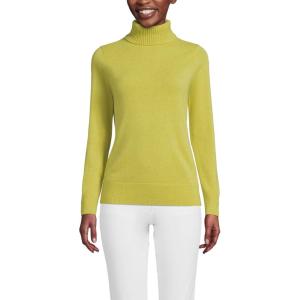 Lands’ End Women’s Cashmere Turtleneck Sweater(Bright Green Moss)