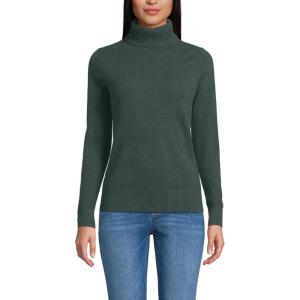 Lands’ End Women’s Cashmere Turtleneck Sweater(Evening Forest)