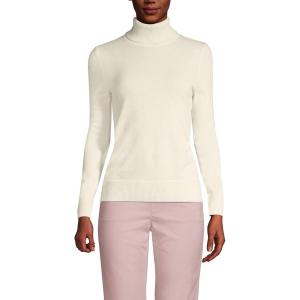 Lands’ End Women’s Cashmere Turtleneck Sweater(Fresh Ivory)