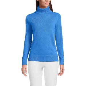 Lands’ End Women’s Cashmere Turtleneck Sweater(Mute Cobalt Blue)