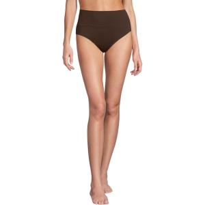 Lands’ End Women’s Chlorine Resistant Pinchless High Waisted Bikini Bottoms(Chocolate Brown)
