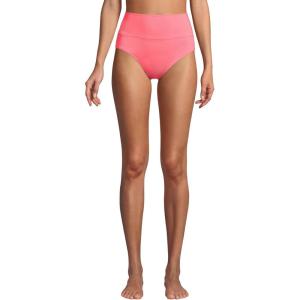 Lands’ End Women’s Chlorine Resistant Pinchless High Waisted Bikini Bottoms(Dark Coral)