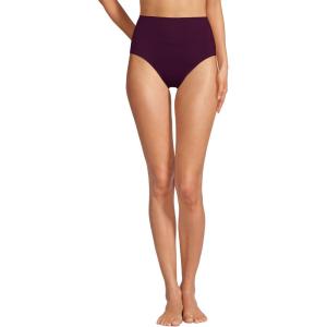 Lands’ End Women’s Chlorine Resistant Pinchless High Waisted Bikini Bottoms(Dark Wine)