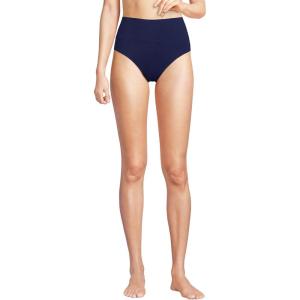 Lands’ End Women’s Chlorine Resistant Pinchless High Waisted Bikini Bottoms(Deep Sea Navy)