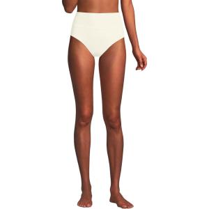 Lands’ End Women’s Chlorine Resistant Pinchless High Waisted Bikini Bottoms(Egret White)