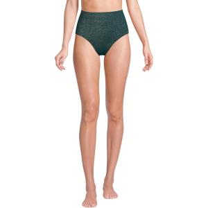 Lands’ End Women’s Chlorine Resistant Shine High Waisted Bikini Bottoms(Deep Balsam Shine)