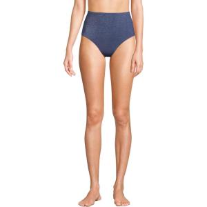 Lands’ End Women’s Chlorine Resistant Shine High Waisted Bikini Bottoms(Mediterranean Blue Shine)