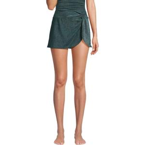Lands’ End Women’s Chlorine Resistant Shine Twist Front Mini Swim Cover-up Skirt(Deep Balsam Shine)