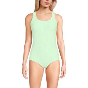 Lands’ End Women’s Chlorine Resistant Soft Cup Tugless Sporty One Piece Swimsuit(Icy Mint Green)