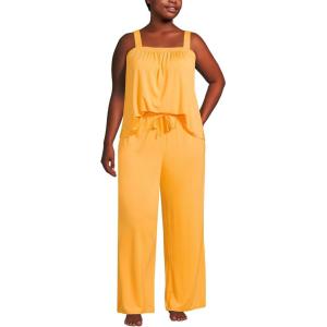 Lands’ End Women’s Cooling 2 Piece Pajama Set – Sleeveless Square Neck Top and Pants(Sweet Mango)
