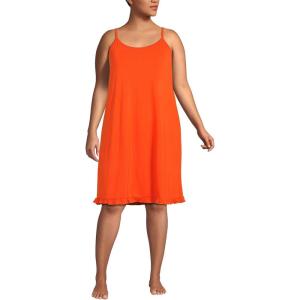 Lands’ End Women’s Cooling Knee Length Slip Nightgown(Vivid Tangerine)