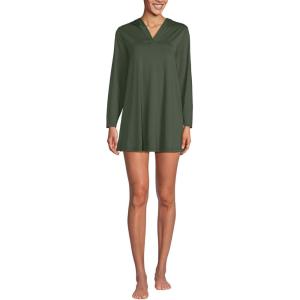 Lands’ End Women’s Cotton Jersey Long Sleeve Hooded Swim Cover-up Dress(Rich Olive Green)