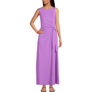Lands’ End Women’s Cotton Modal Sleeveless Tie Waist Maxi Dress(Soft Orchid)