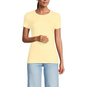 Lands’ End Women’s Cotton Rib Knit T-Shirt(Pale Yellow)