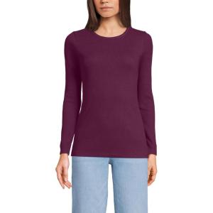 Lands’ End Women’s Cotton Rib Knit T-Shirt(Vivid Plum)