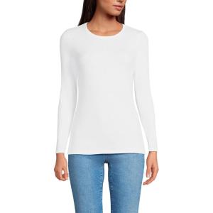 Lands’ End Women’s Cotton Rib Knit T-Shirt(White)