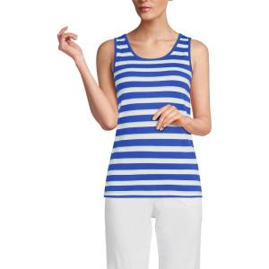 Lands’ End Women’s Cotton Tank Top(Blue Breeze Shadow Stripe)