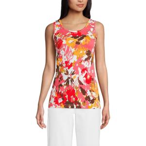 Lands’ End Women’s Cotton Tank Top(Coral Rock Multi Floral)