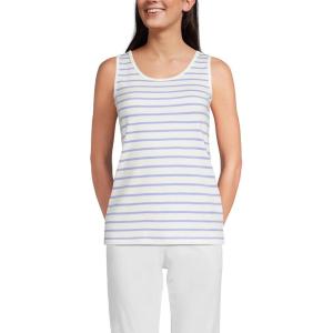 Lands’ End Women’s Cotton Tank Top(Ivory/Periwinkle Breton Stripe)