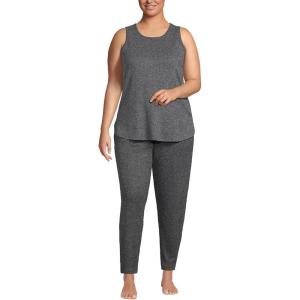 Lands’ End Women’s Cozy 3 Piece Pajama Set – Robe Top and Pants(Gray Melange)