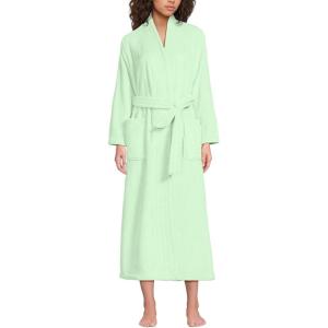 Lands’ End Women’s Cozy Plush Long Wrap Robe(Icy Mint Green)
