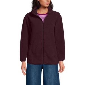 Lands’ End Women’s Cozy Sherpa Full Zip Fleece Jacket(Lush Burgundy)