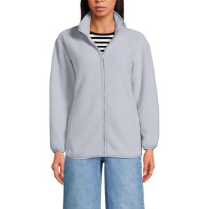 Lands’ End Women’s Cozy Sherpa Full Zip Fleece Jacket(Pale Gray)