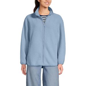 Lands’ End Women’s Cozy Sherpa Full Zip Fleece Jacket(Pale Slate Blue)
