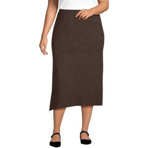 Lands’ End Women’s Crinkle Midi Skirt(Rich Coffee)