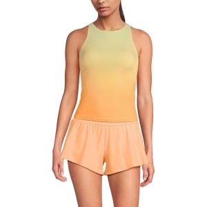 Lands’ End Women’s D-Cup Tugless High Neck Strappy Back Tankini Swimsuit Top(Icy Mint/Orange Ombre)