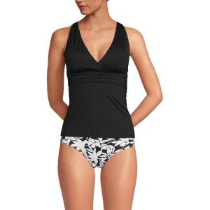 Lands’ End Women’s D-Cup V-Neck Plunge X Back Tankini Top(Black)