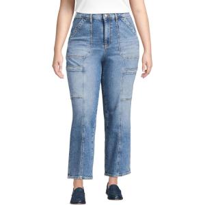 Lands’ End Women’s Denim High Rise Utility Cargo Ankle Jeans(Beau Blue)