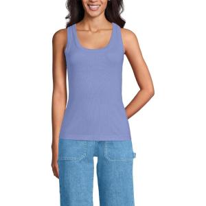 Lands’ End Women’s Drapey Rib Fitted Tank Top(Light Periwinkle)
