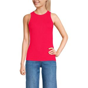 Lands’ End Women’s Drapey Rib Skimming Tank Top Shirt(Berry Rouge)