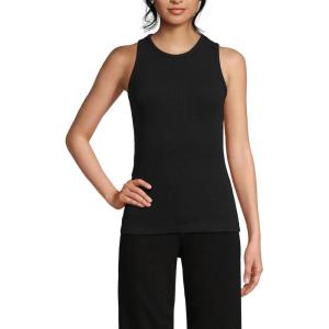 Lands’ End Women’s Drapey Rib Skimming Tank Top Shirt(Black)