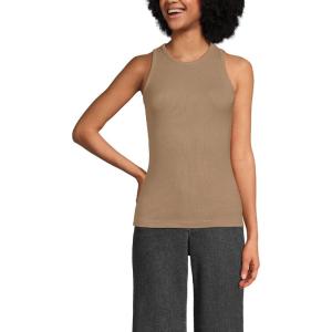 Lands’ End Women’s Drapey Rib Skimming Tank Top Shirt(Rich Camel)