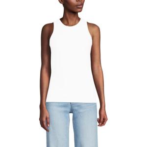 Lands’ End Women’s Drapey Rib Skimming Tank Top Shirt(White)